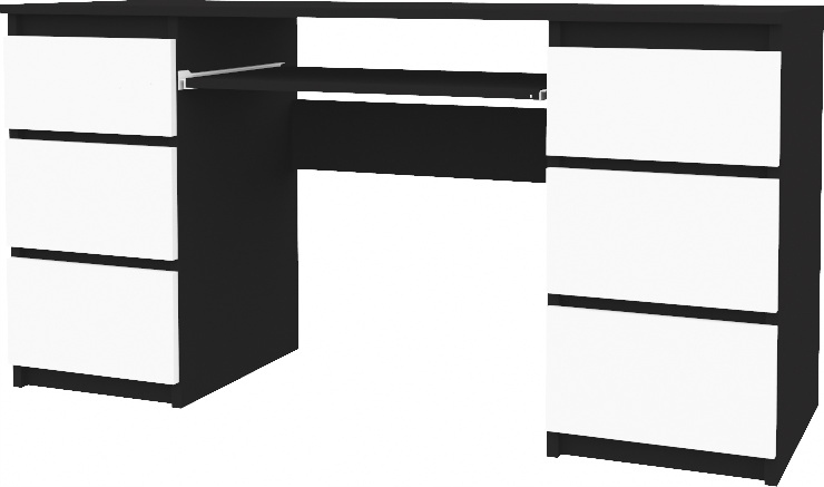 

Biurko Komputerowe 6 Szuflad 130CM Czarny Biały