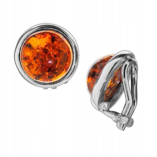 Stříbrné Klipsy s originálním baltský jantar ze stříbra 925 pro Den Žen