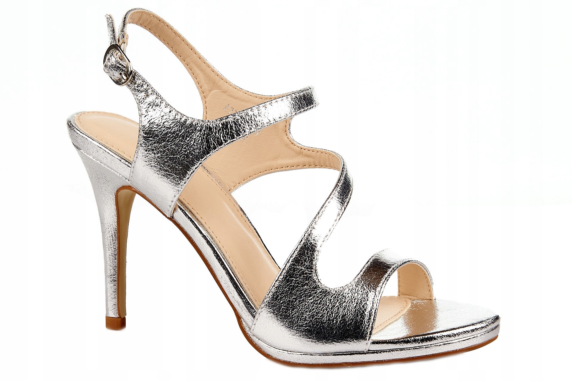 

Sandały Na Szpilce 10 CM. Paski Srebrne 39