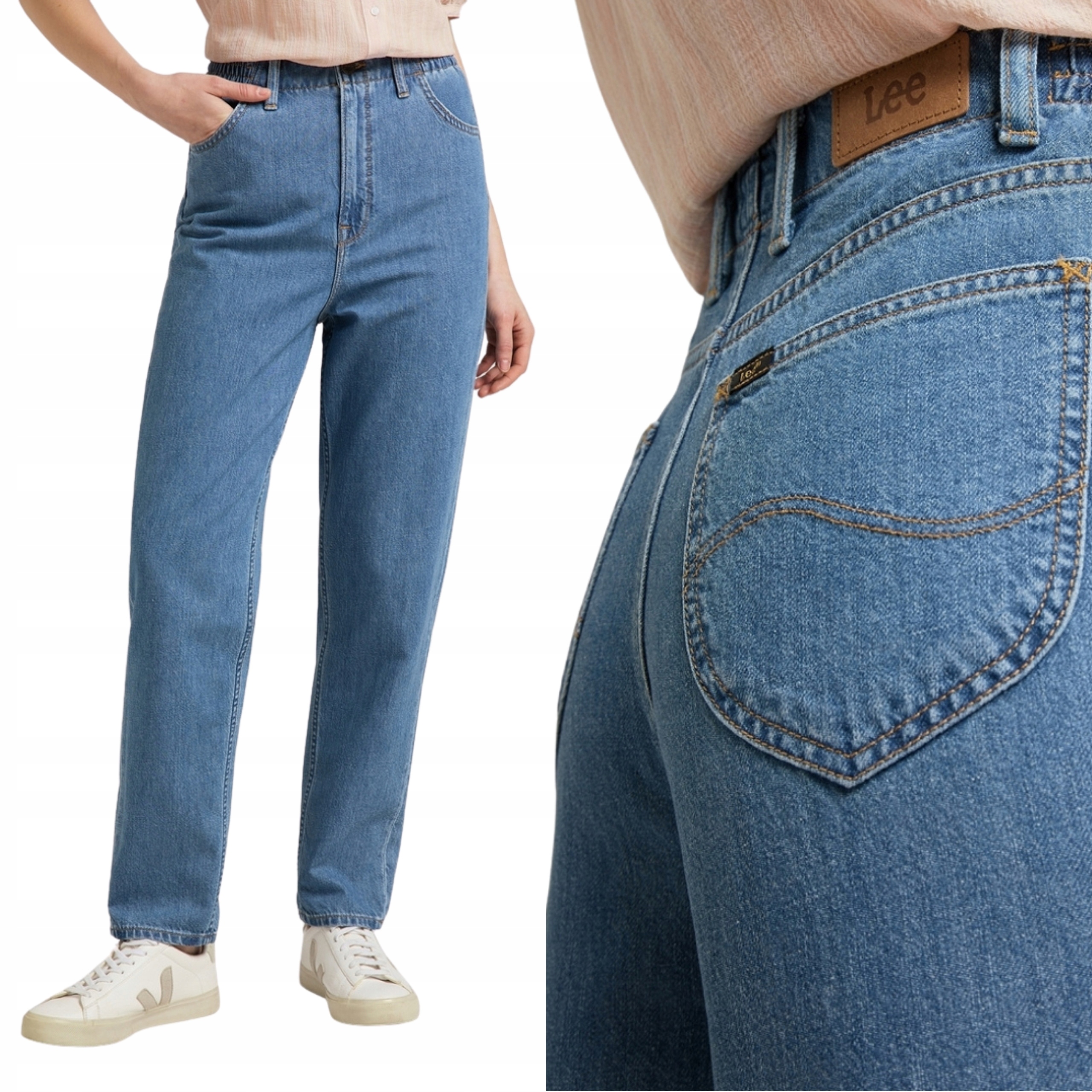 Lee kalhoty Blue jeans High Waist mom jeans Elasticated Stella T_ W30 L31