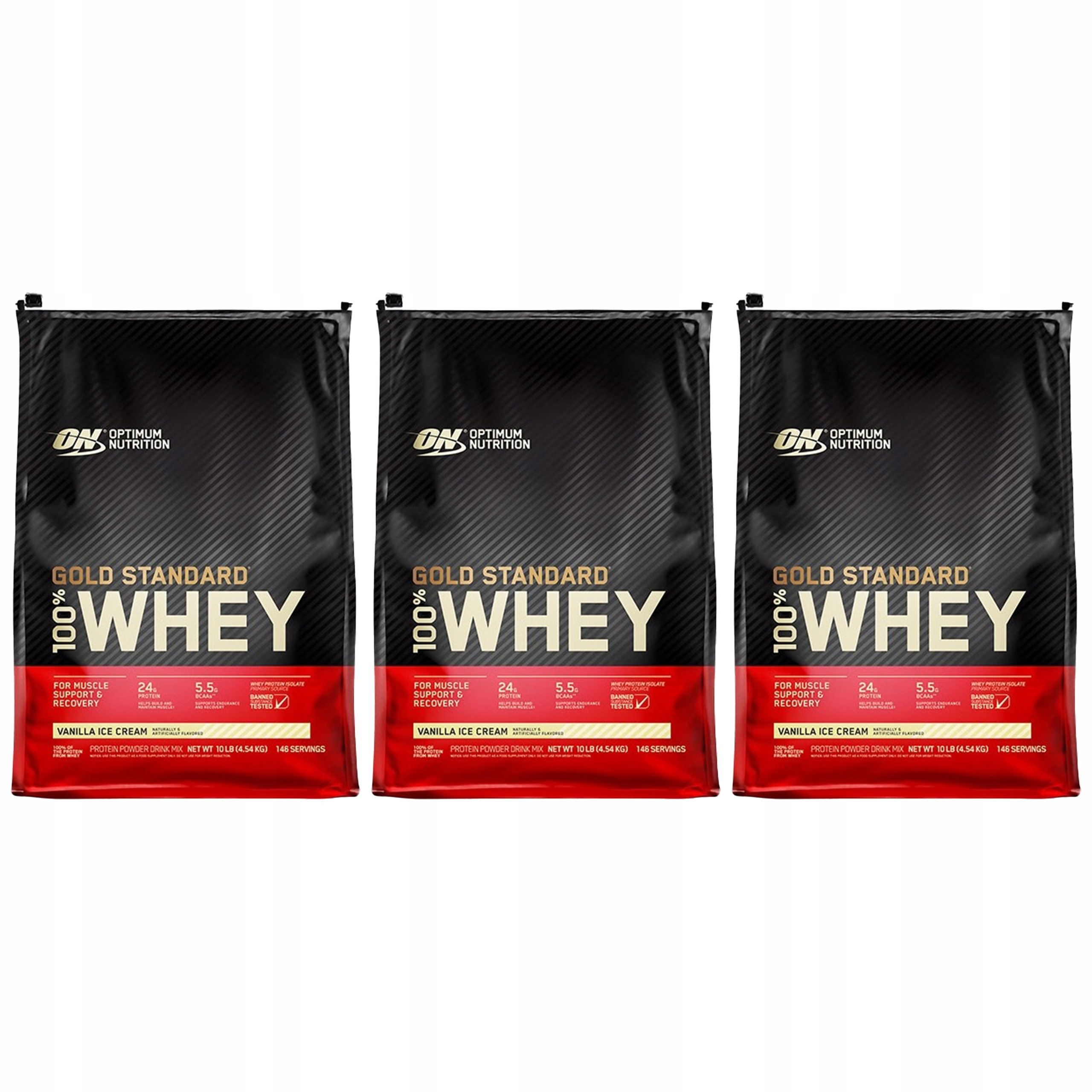 3x Bílkoviny Optimum Nutrition Gold Standard Whey 4540 g Wpc Wpi Wph Vanilka