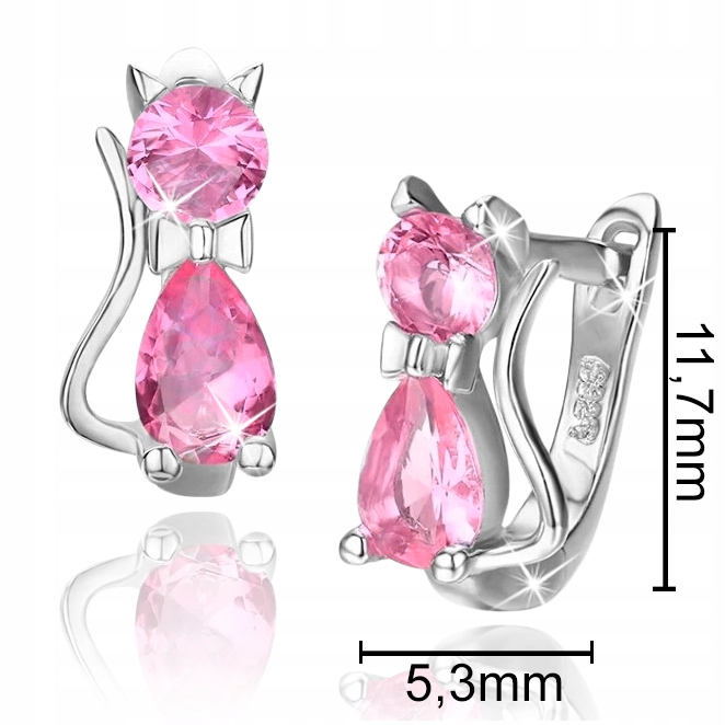 KOLCZYKI SREBRNE 925 DLA DZIEWCZYNKI KOTKI GRAWER Marka Mennica Bydgoska