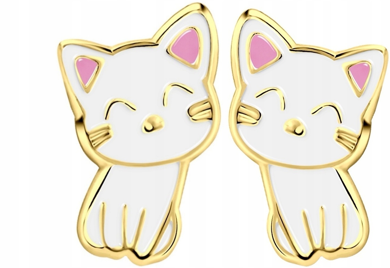 SREBRNE KOLCZYKI 925 DZIECKO DZIEWCZYNKA wkrętki KOTEK ZŁOTE na prezent Marka Inna marka