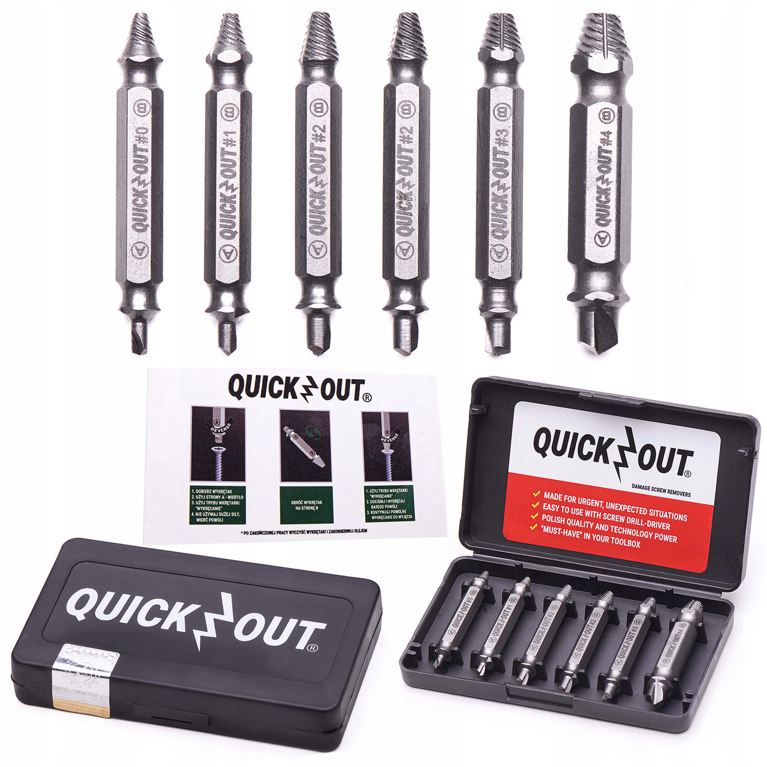 WYKRĘTAKI DO GWINTÓW ZERWANYCH ŚRUB SZPILEK ZESTAW