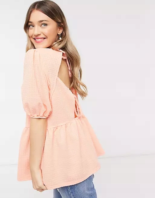 

Asos_bluzka Z Wycięciem Na Plecach Z Falbanką