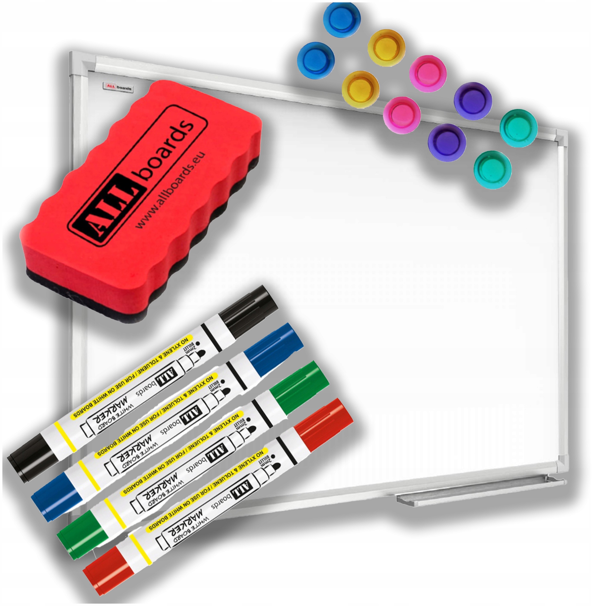 TABLICA SUCHOŚCIERALNA MAGENTYCZNA BIAŁA 90x60cm + AKCESORIA GRATIS KOMPLET