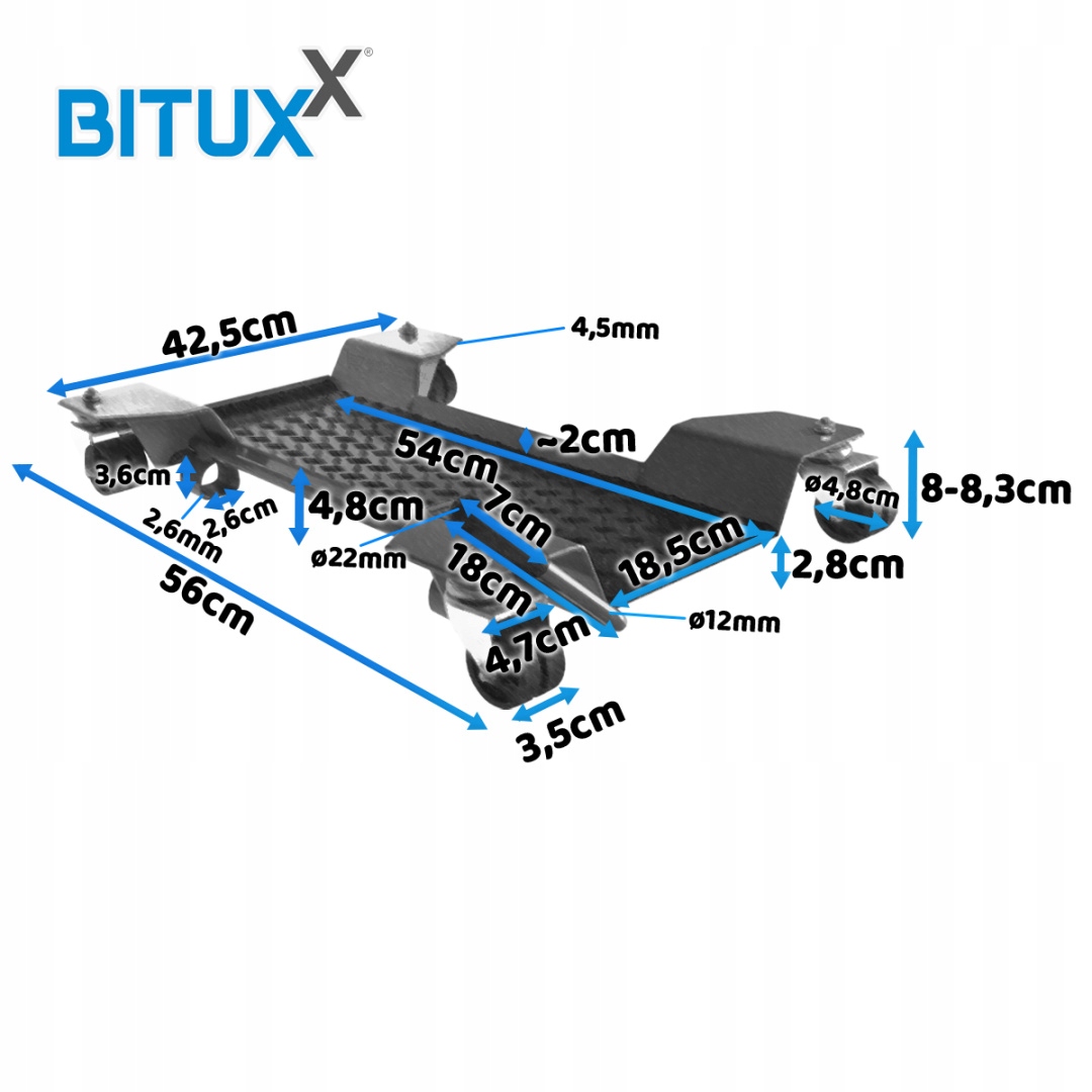 Manewrowy wózek do motocykli udzwig 250kg obrotowe koła Producent Bituxx