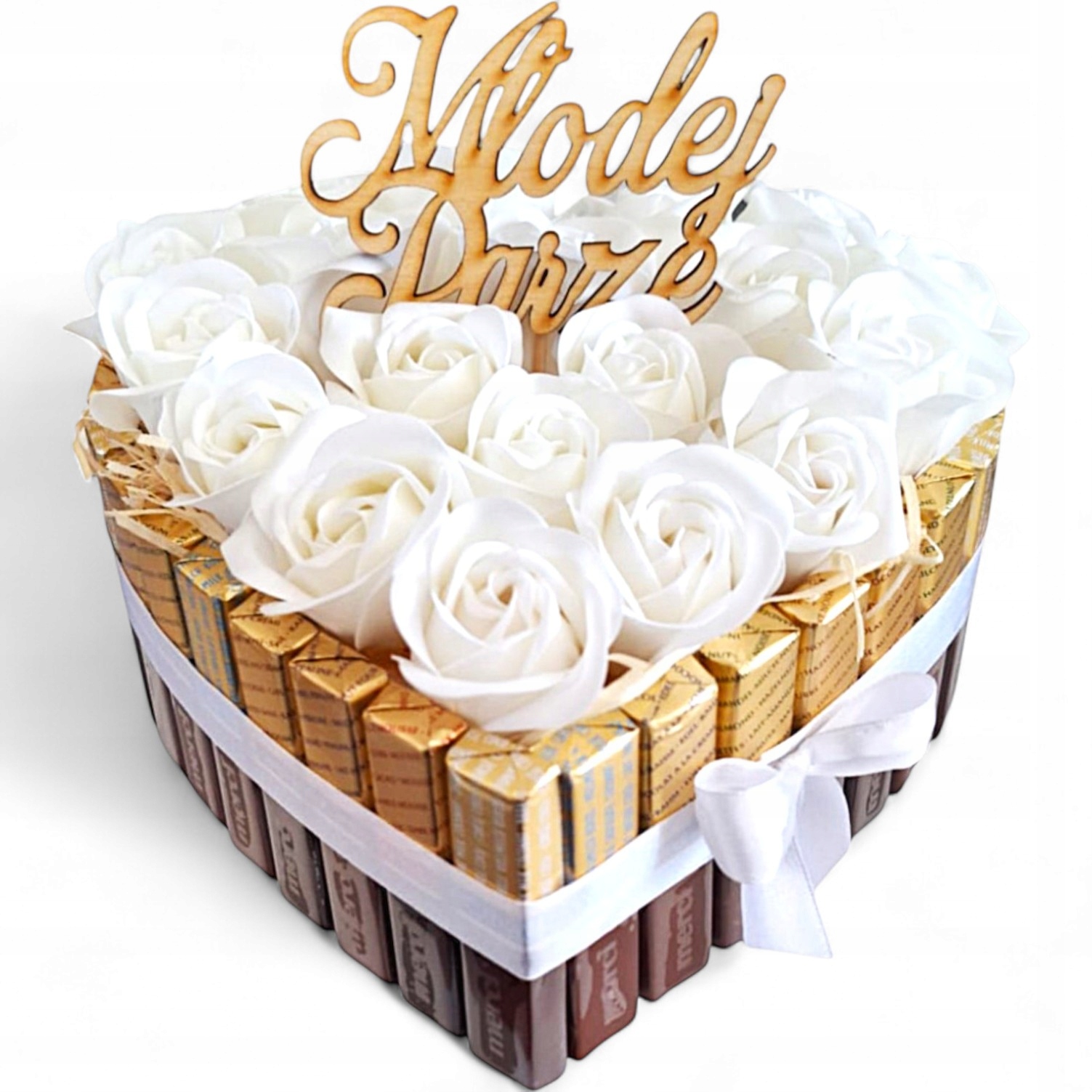 Flower box na ślub wesele 18 20 30 urodziny zestaw prezentowy 20 cm