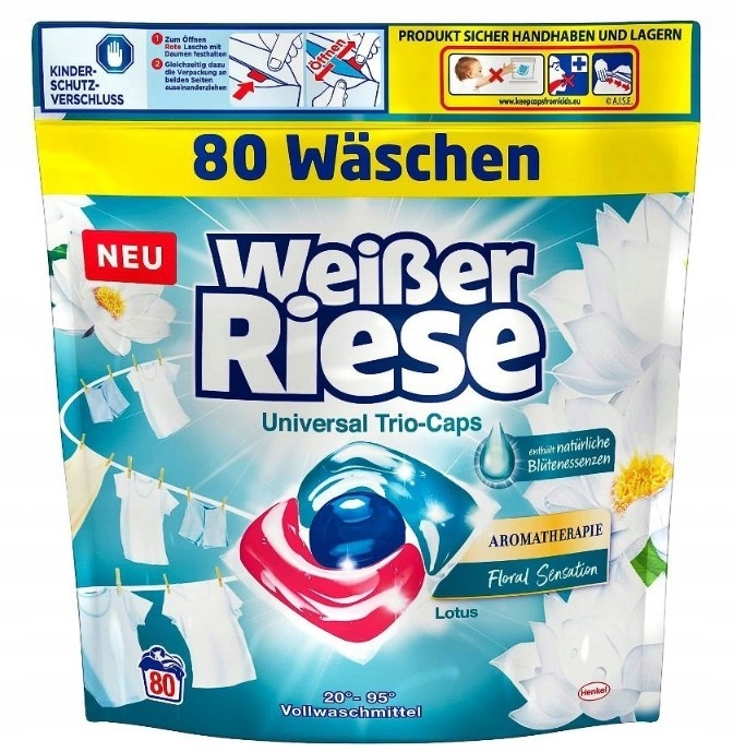 Levně Weisser Riese Universal Trio-Caps Kapsle na praní Lotus 80 kusů