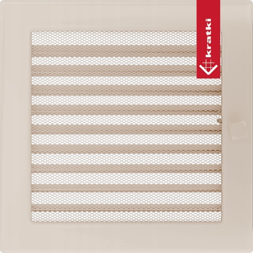 Větrací Krbová Mřížka 22X22 S Žaluzií A Kapsou, Krémová