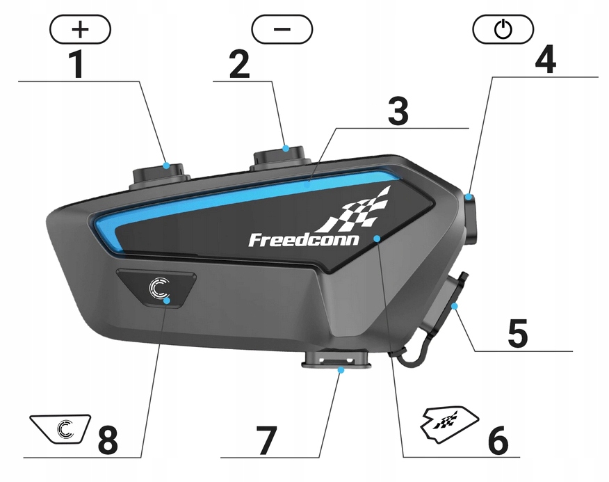 INTERKOM MOTOCYKLOWY FREEDCONN FX KONFERENCJA POLSKI LEKTOR RADIO FM BT 5.0 Producent Freedconn