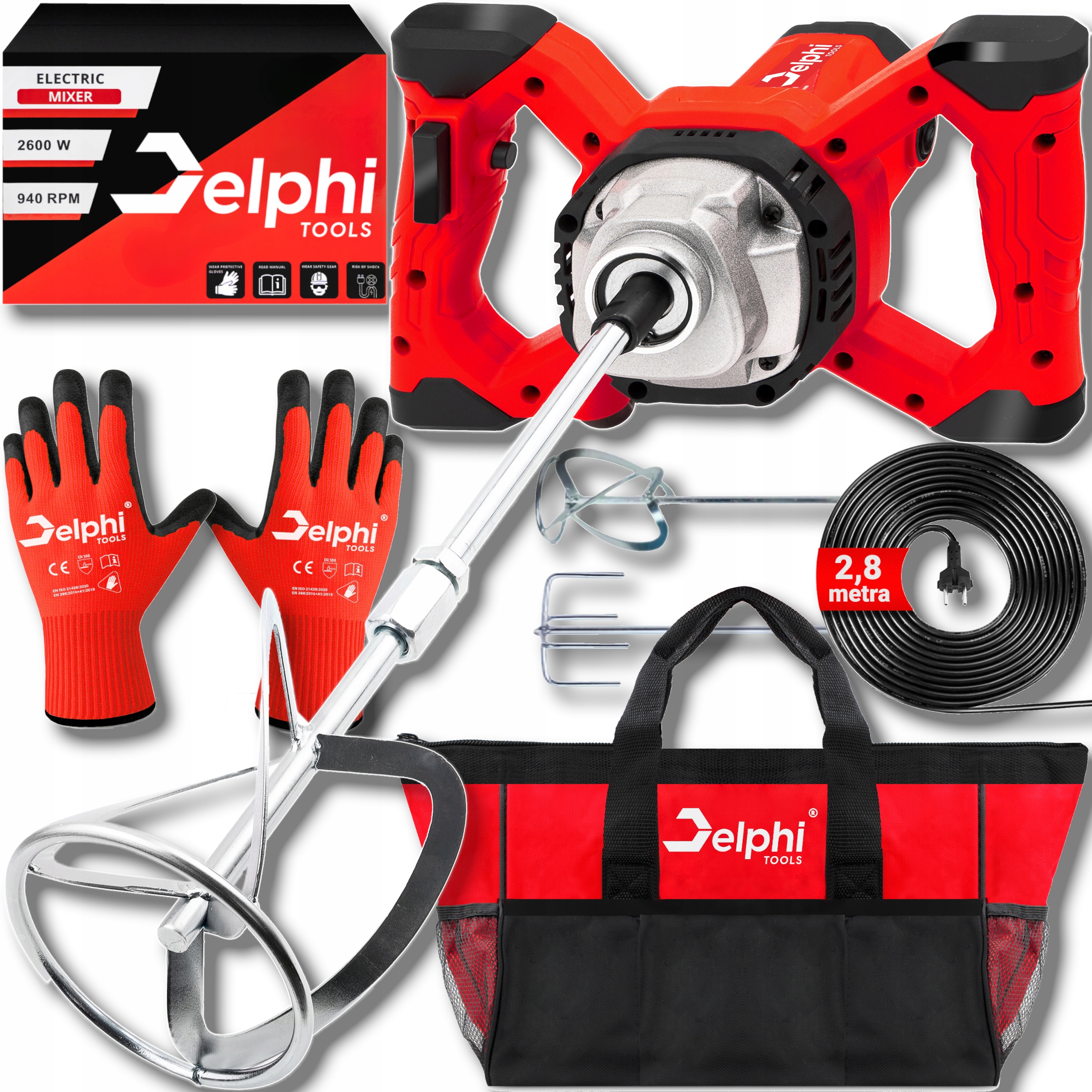 Mieszadło Do Kleju Betonu Zapraw Farb Elektryczne 2x Mieszalnik Mieszarka