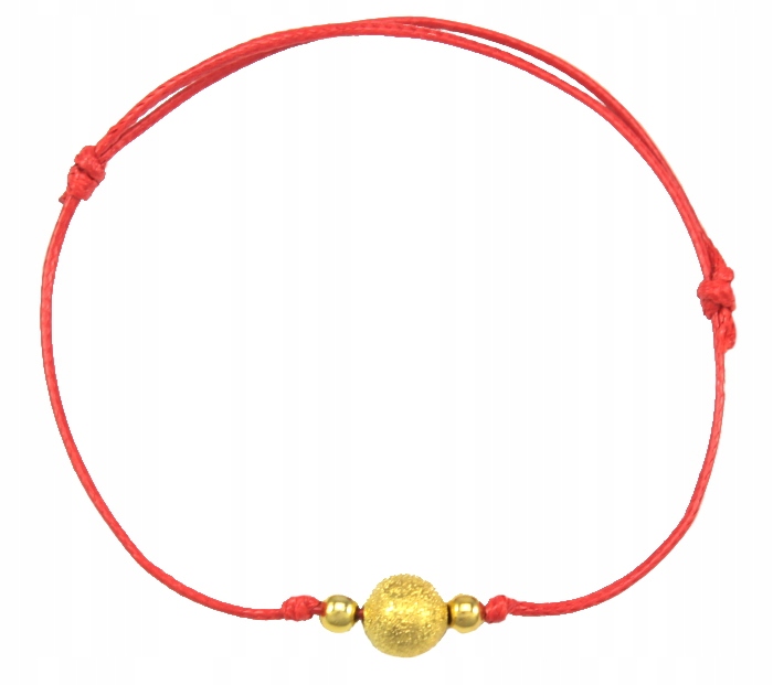 

Bransoletka Szczęścia Czerwona Amulet Złote Kulki