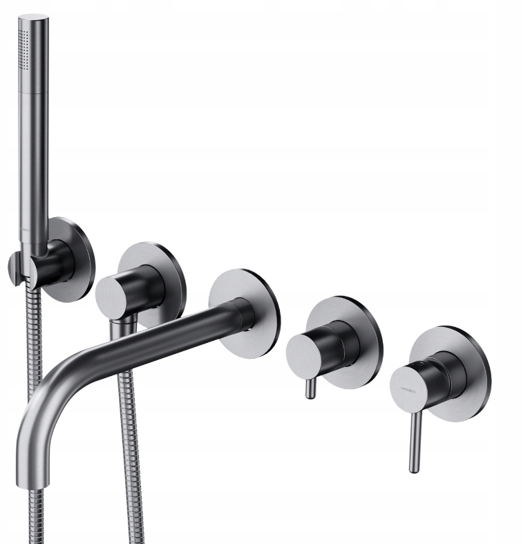 Omnires Bateria wannowa 5-otworowa podtynk nikiel szczotkowany Y1237-1NI