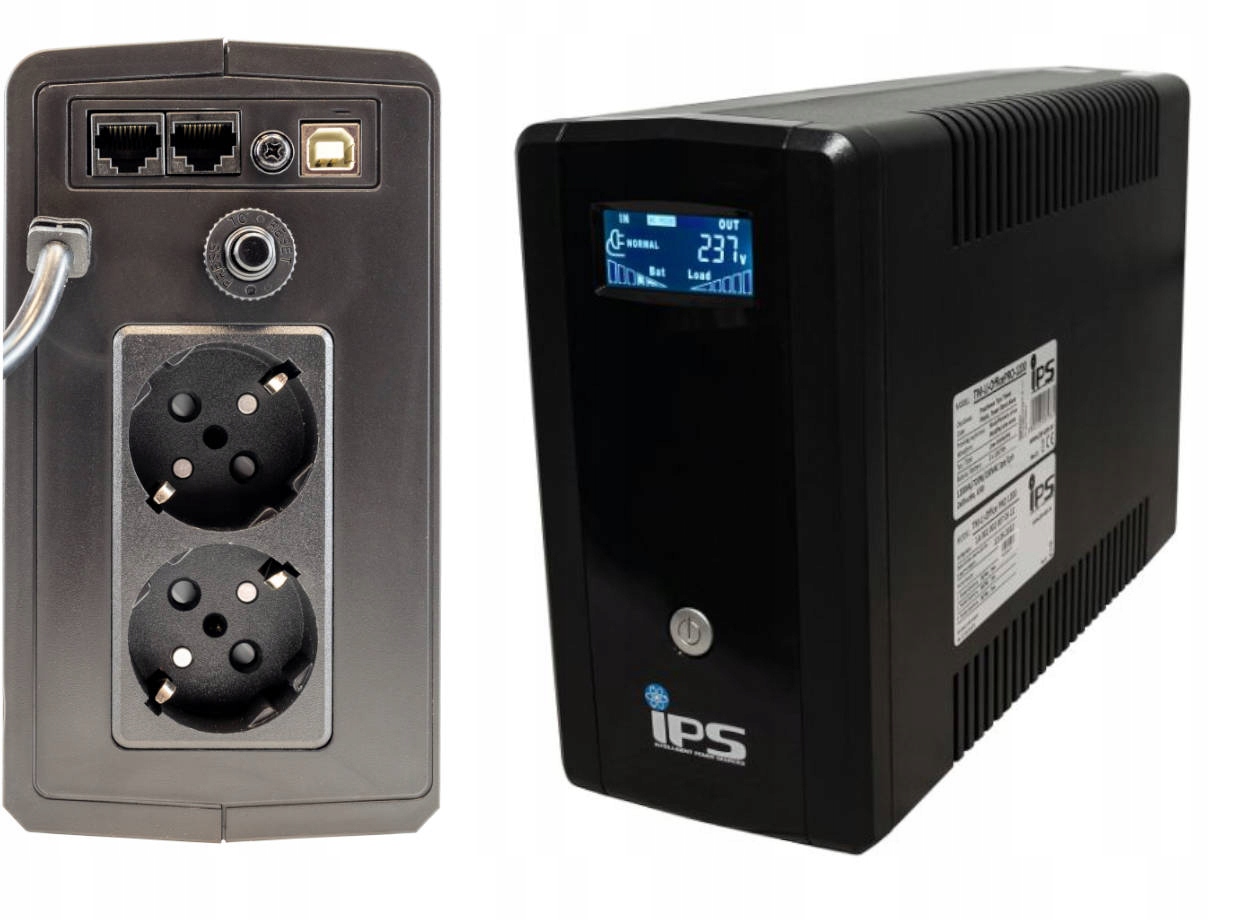 Kancelárska Ups modifikovaná sínusoida 230Vac 600VA/360W s akumulátorom 1x 12V/7Ah, LCD