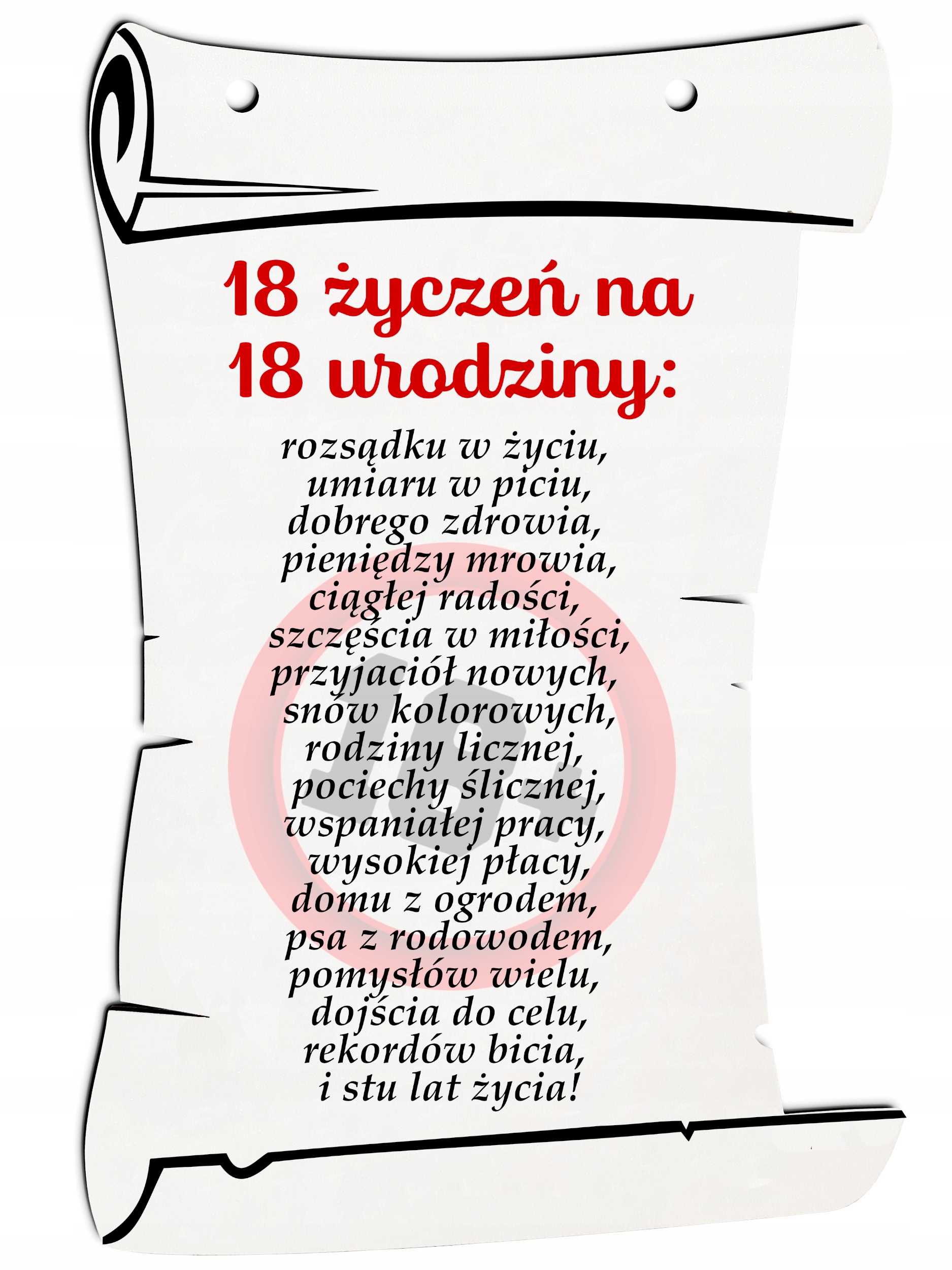 Dyplom na prezent 18 życzeń na 18 urodziny 18stka