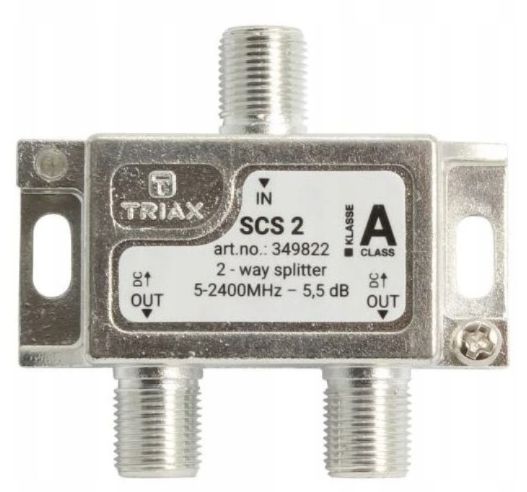 Rozgałęźnik TV 1/2 Triax SCS-2 Rozdzielacz Sygnału Anteny DVB-T2 5-2400 MHz