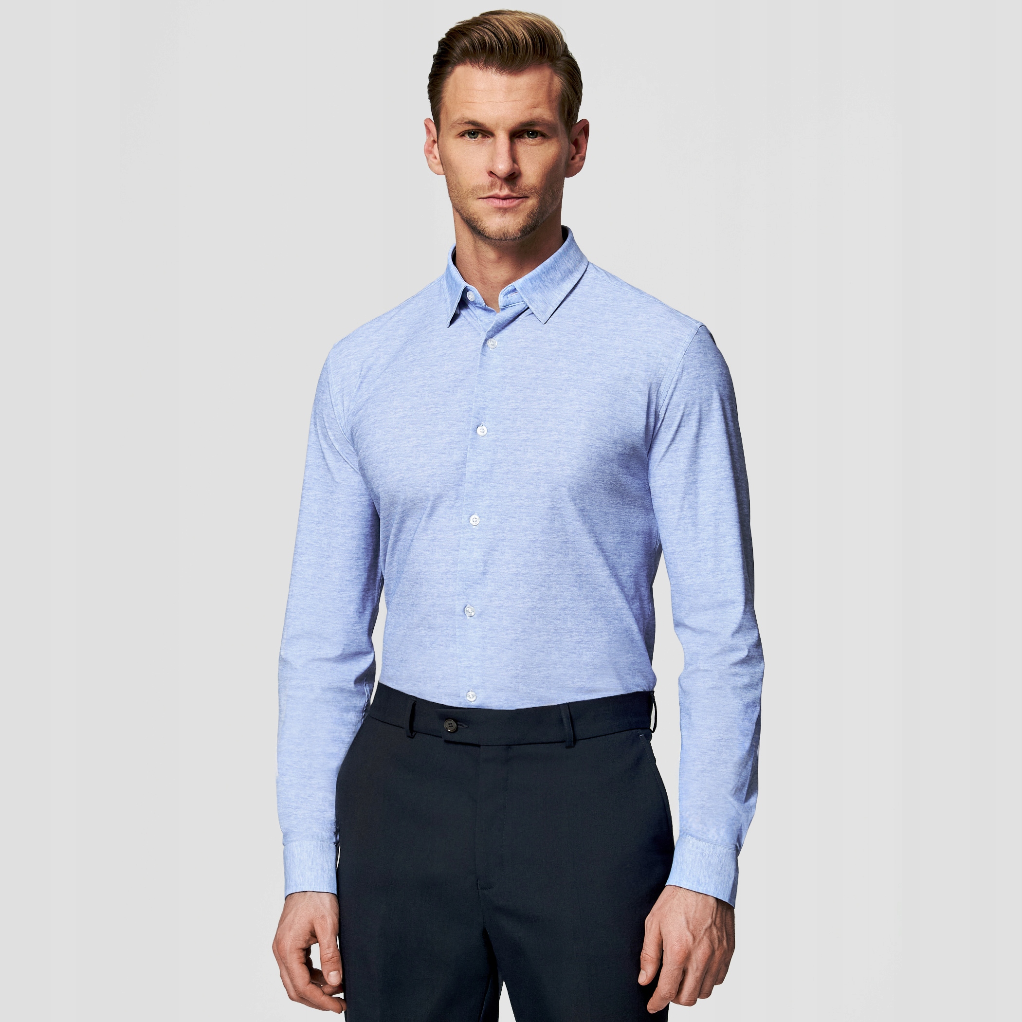 Modrá pánská košile s melírovaným vzorem Slim Fit Pako Lorente vel XL