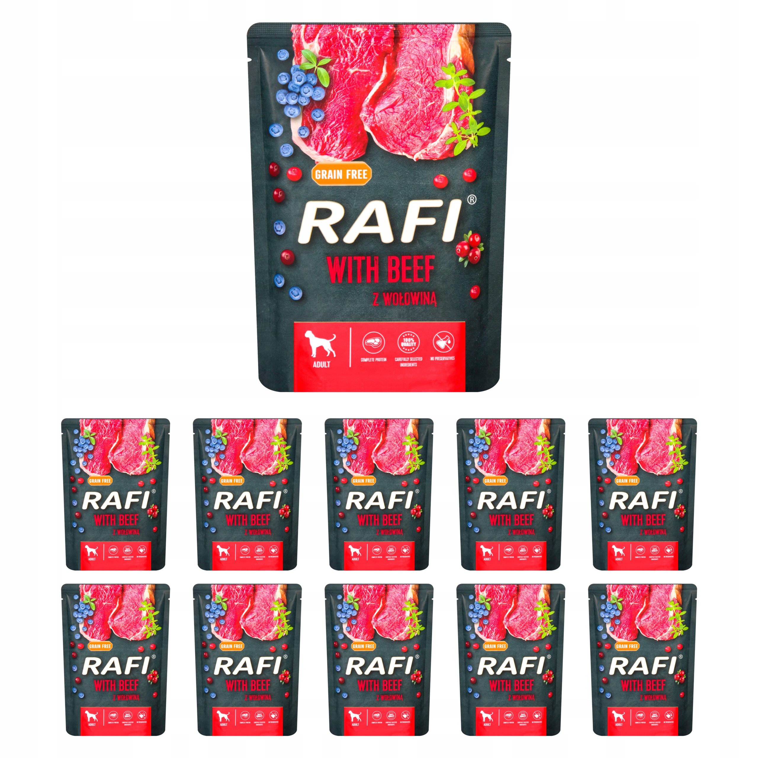 Levně Dolina Noteci Rafi s hovězím masem Bez Obilovin 10x300 g