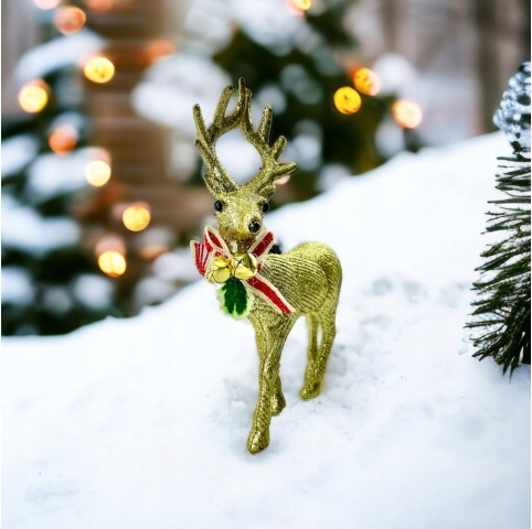 OZDOBA ŚWIĄTECZNA RENIFER JELEŃ FIGURKA OZDOBA DEKORACJA STROIK BROKATOWA Rodzaj figurka