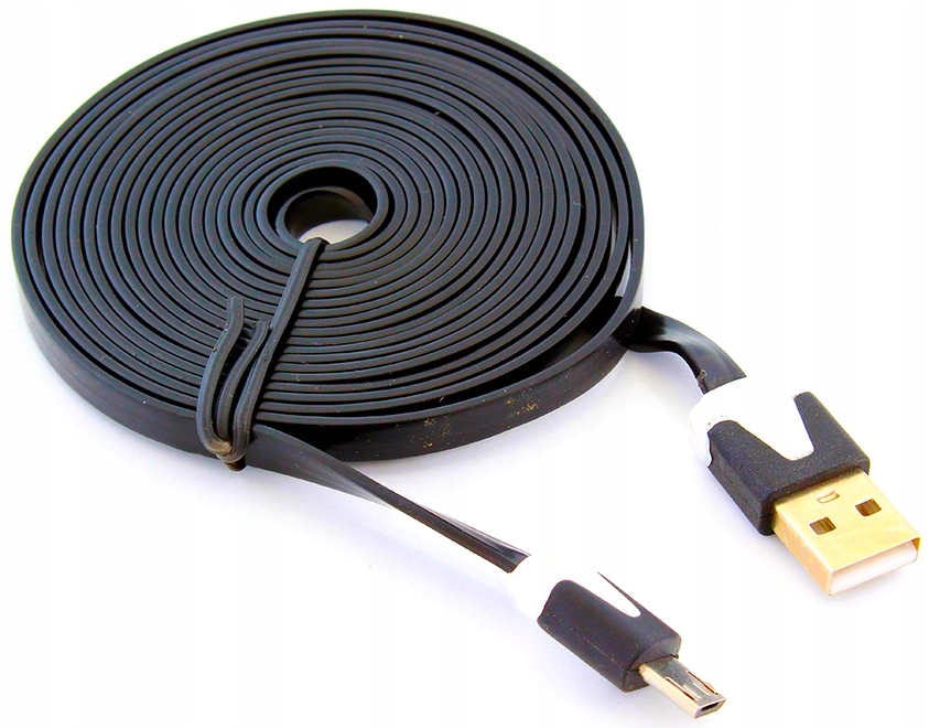 

Długi Kabel 3m micro-USB mikro Usb czarny Płaski