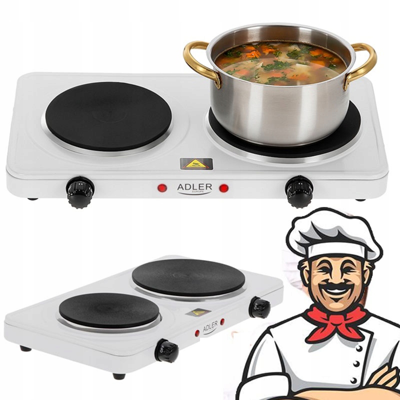 Kuchenka przenośna Dwupalnikowa Turystyczna Elektryczna Adler AD6520