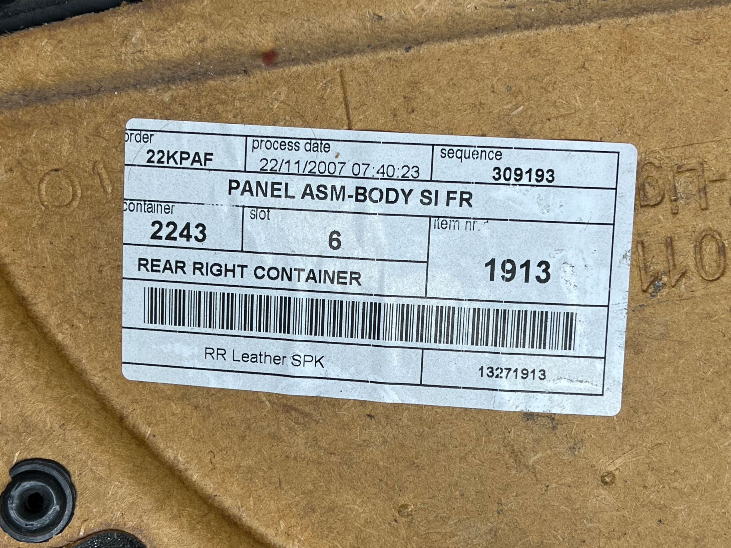 OPEL CORSA D side upholstery right rear part 3D 13271913 TA14