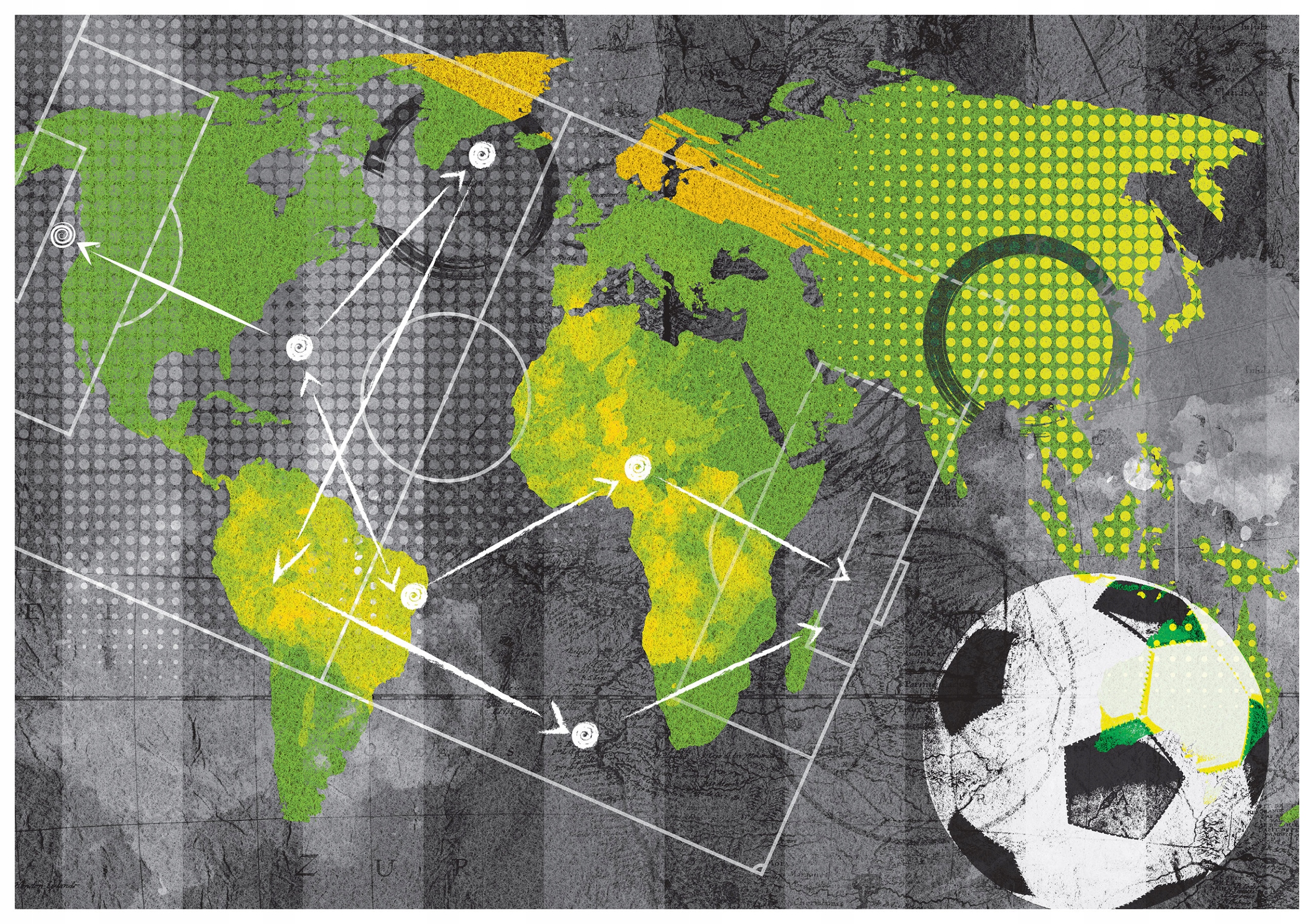 Fototapeta Futbal Graffiti Mapa sveta Šport Detské 368x254 Vinyl lepidlo
