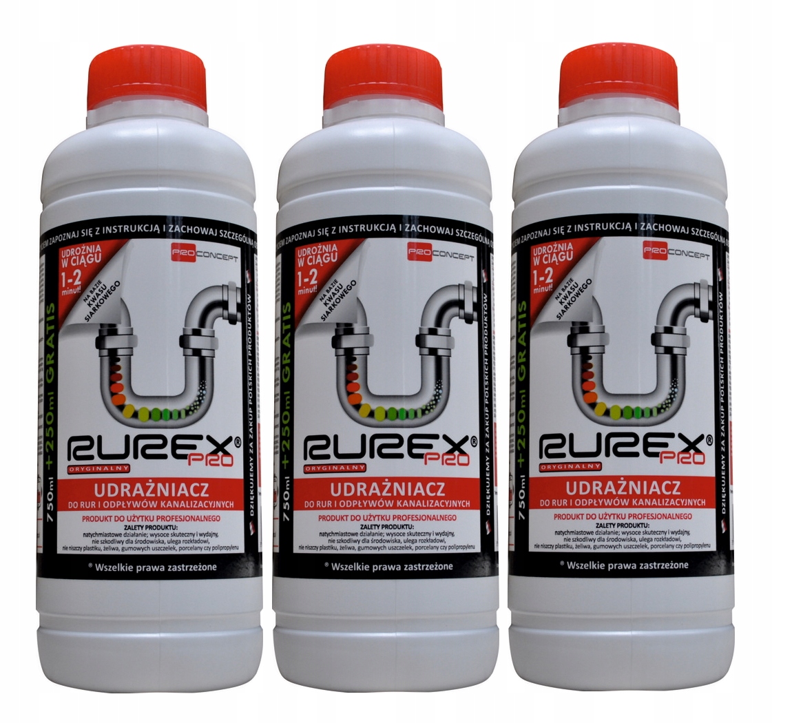 

3x Rurex Pro 1L Udrażniacz do rur i odpływów