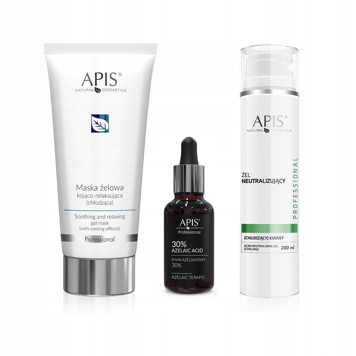 APIS ZESTAW KWAS AZELAINOWY NEUTRALIZATOR MASKA ŻELOWA
