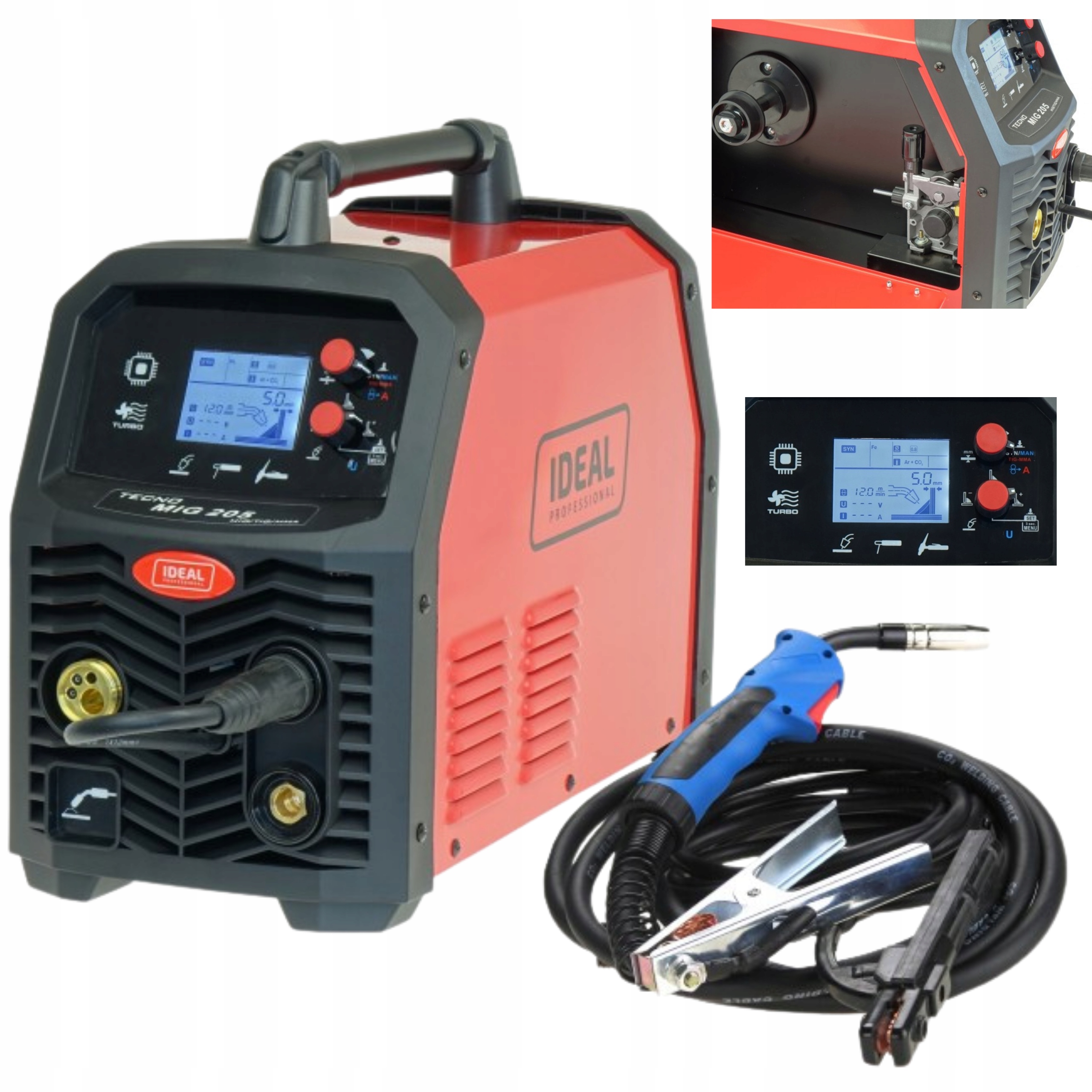 Spawarka migomat Tecno Mig 205 LCD Mig Tig Mma półautomat 200A synergia