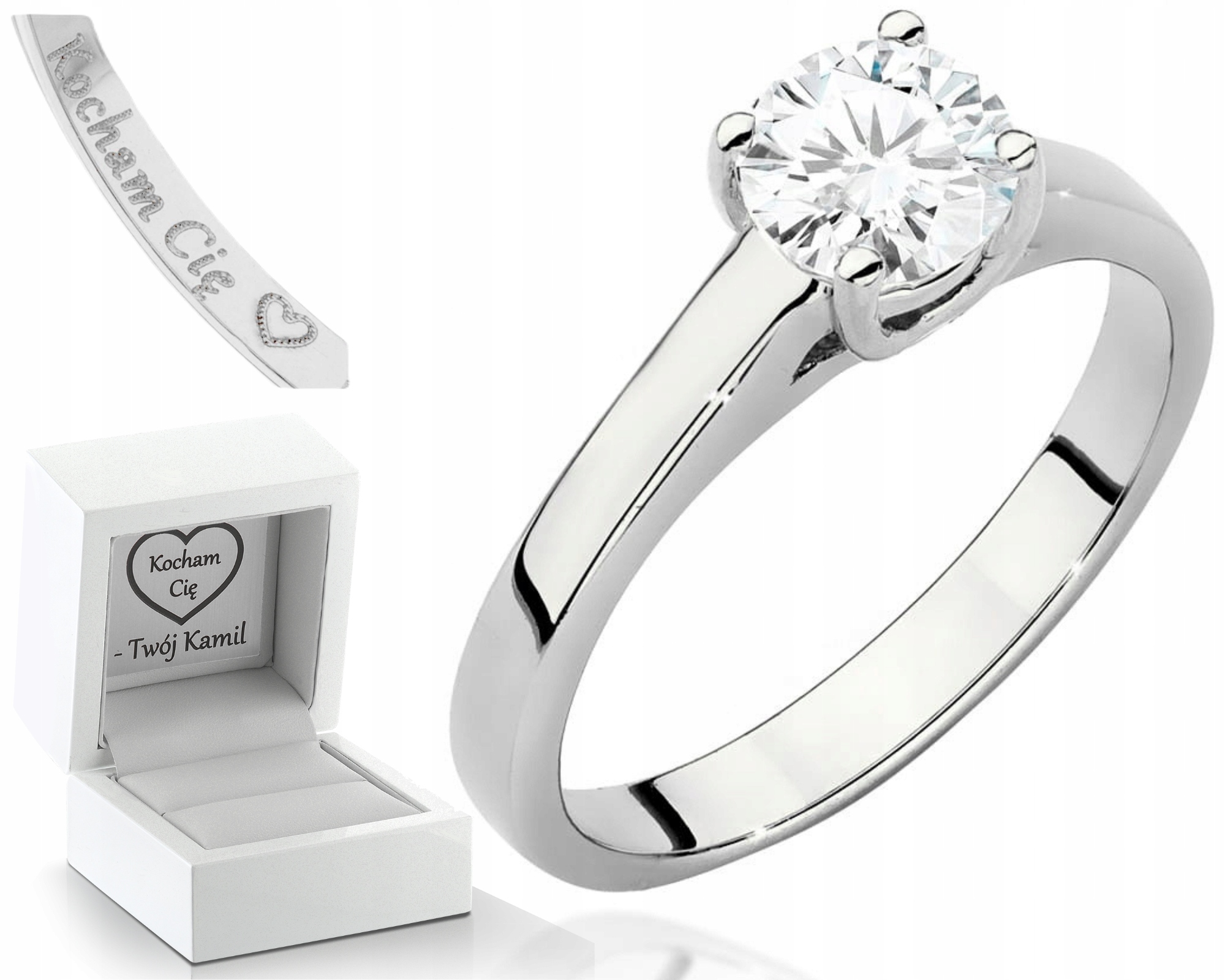 Elegantní Prstýnek 585 Bílé Zlato, Laboratorní Diamant, Dárek