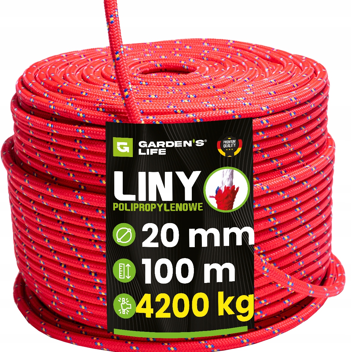 Lina polipropylenowa 20mm 100m, 4200 kg, Mocna Premium budowlana żeglarska