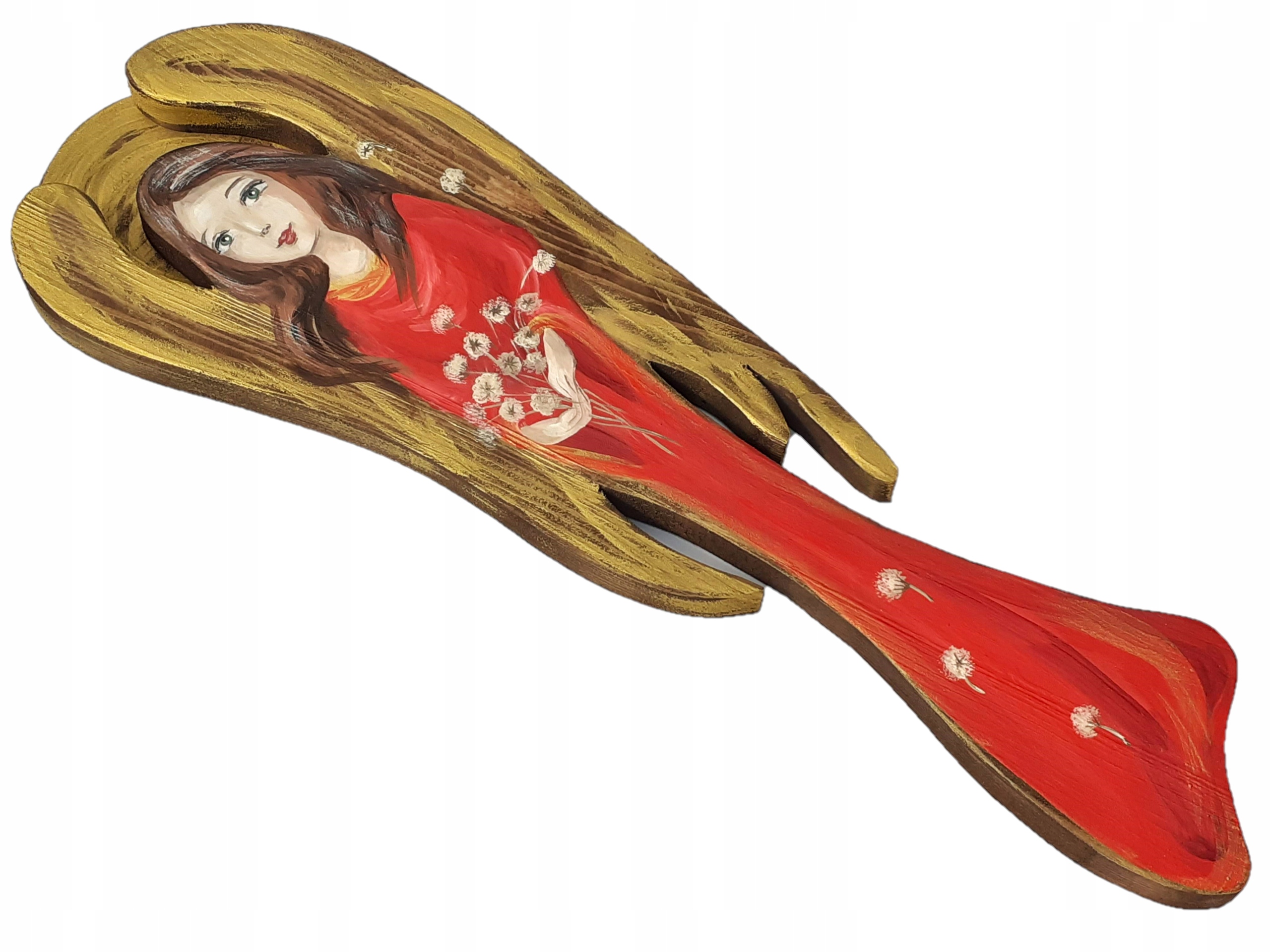 Obraz Dřevěný Velký Anděl s foukači 60 cm