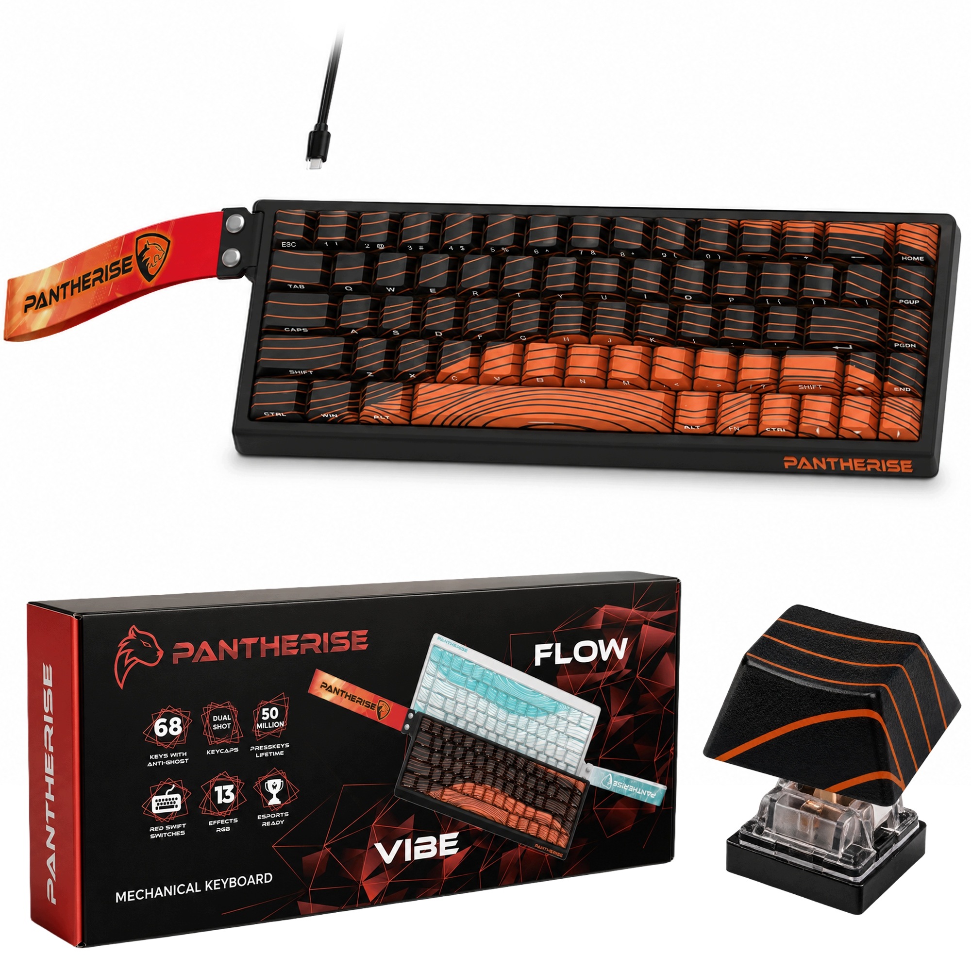 Mechanická Bezdrátová Klávesnice Bluetooth Rgb Led 68 2.4G Usb-c Gaming