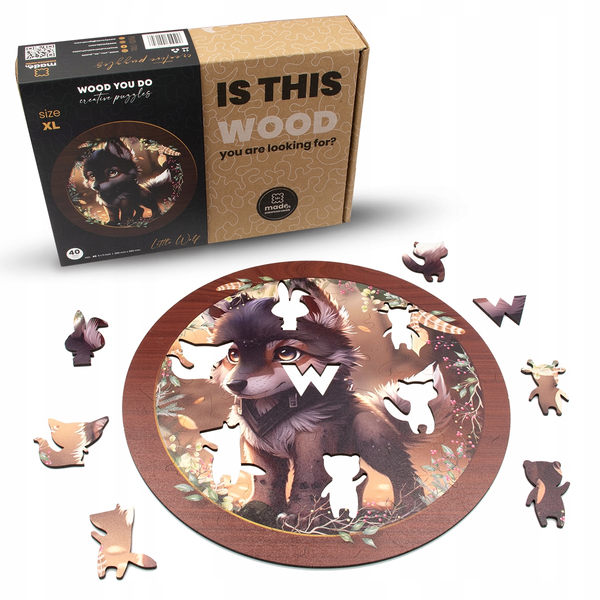 Puzzle drewniane WOOD YOU DO | Wolf | 40 elementów | XL