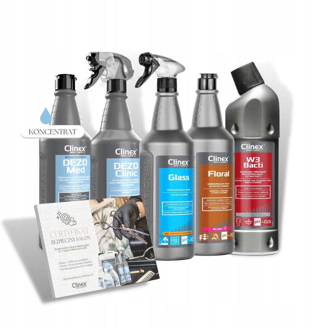 Zestaw Clinex mini Salon fryzjerski dezynfekcja narzędzi, mycie powierzchni