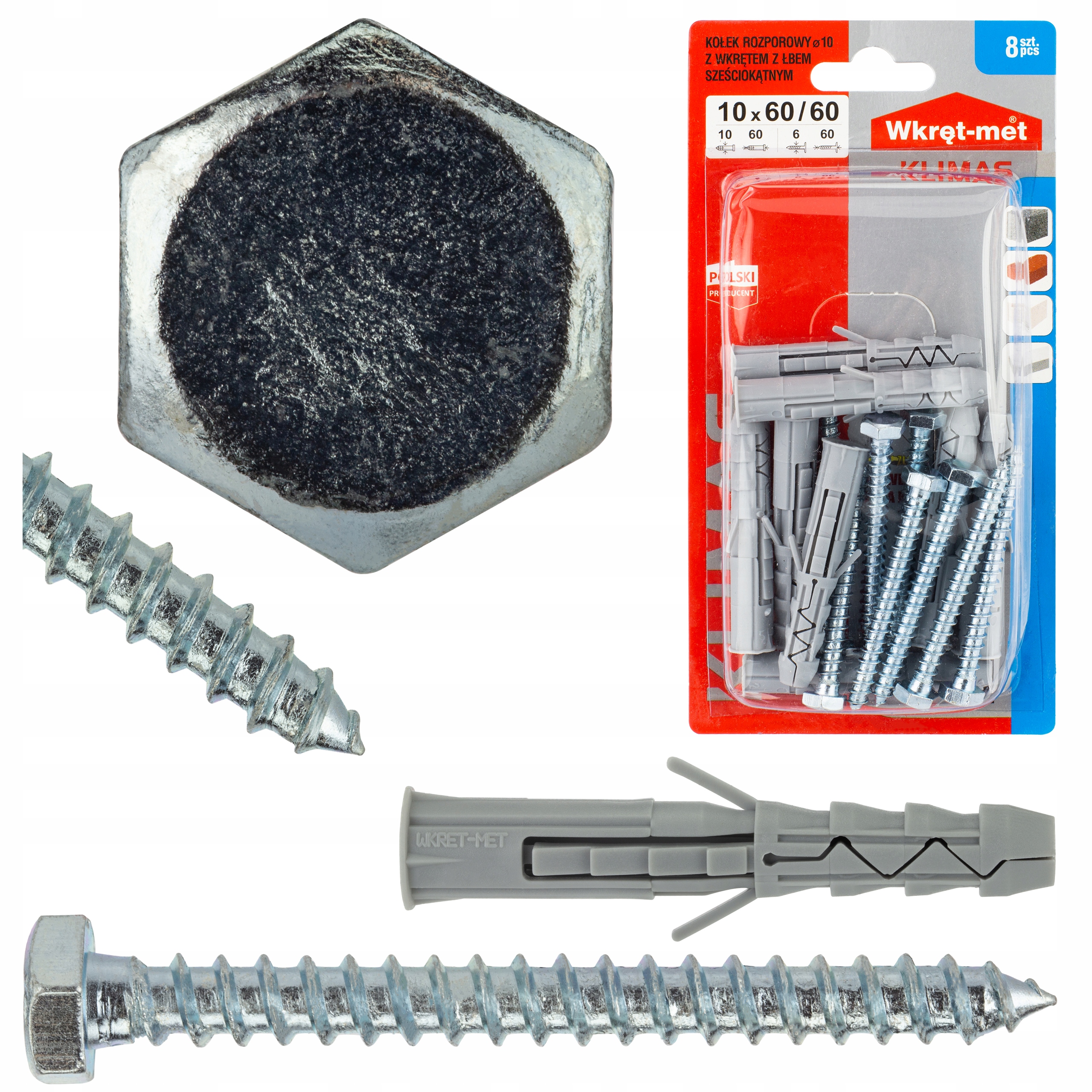 

Kołki Rozporowe Kkx Łeb Sześciokątny 10x60 8szt