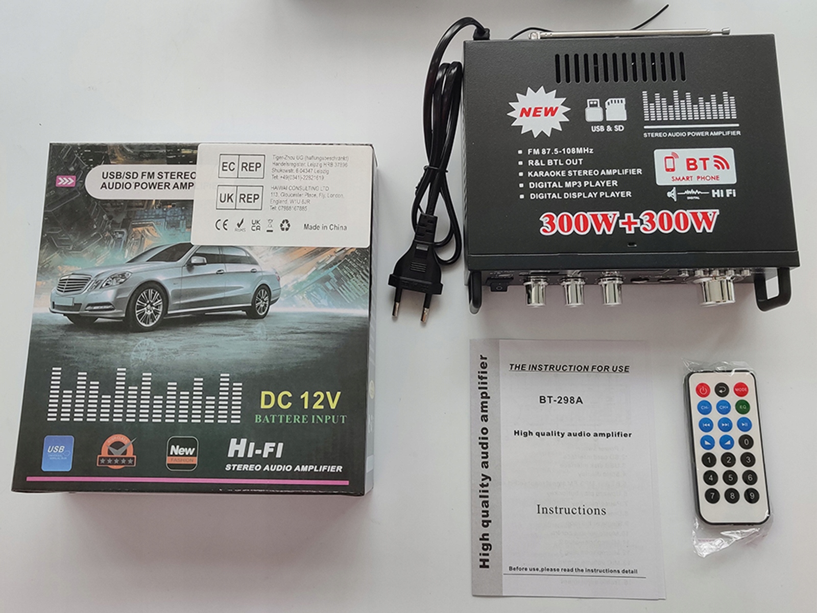 Wzmacniacz HiFi Kina Domowego Surround BT 5.0 FM Pobór mocy 600 W