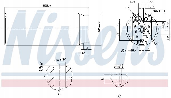 OSUSZACZ KLIMATYZACJI 95063 NISSENS LEXUS TOYOTA Waga produktu z opakowaniem jednostkowym 3 kg