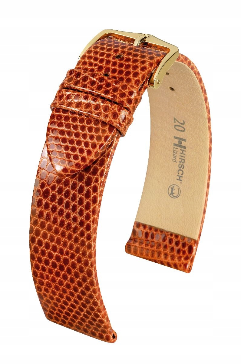 Pásek Kůže Ještěrky Hirsch Lizard Zlatohnědý 18