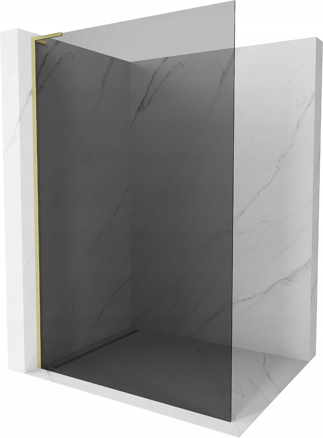 Mexen Kioto L Walk-in sprchová stěna 90x200cm, grafitová, zlatá 7561