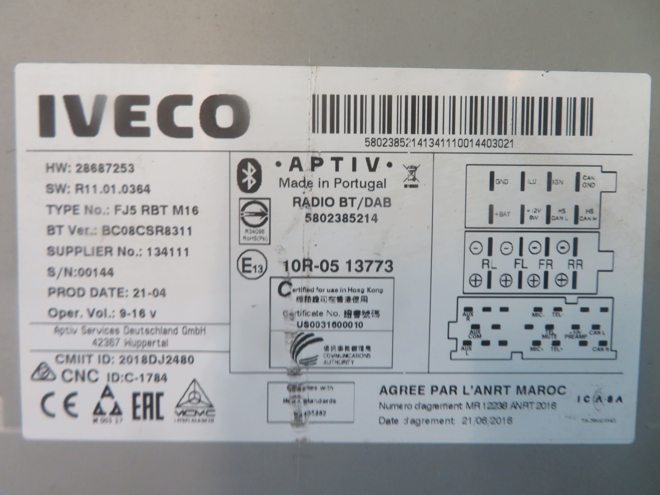 RADIO IVECO DAILY 21R 5802385214