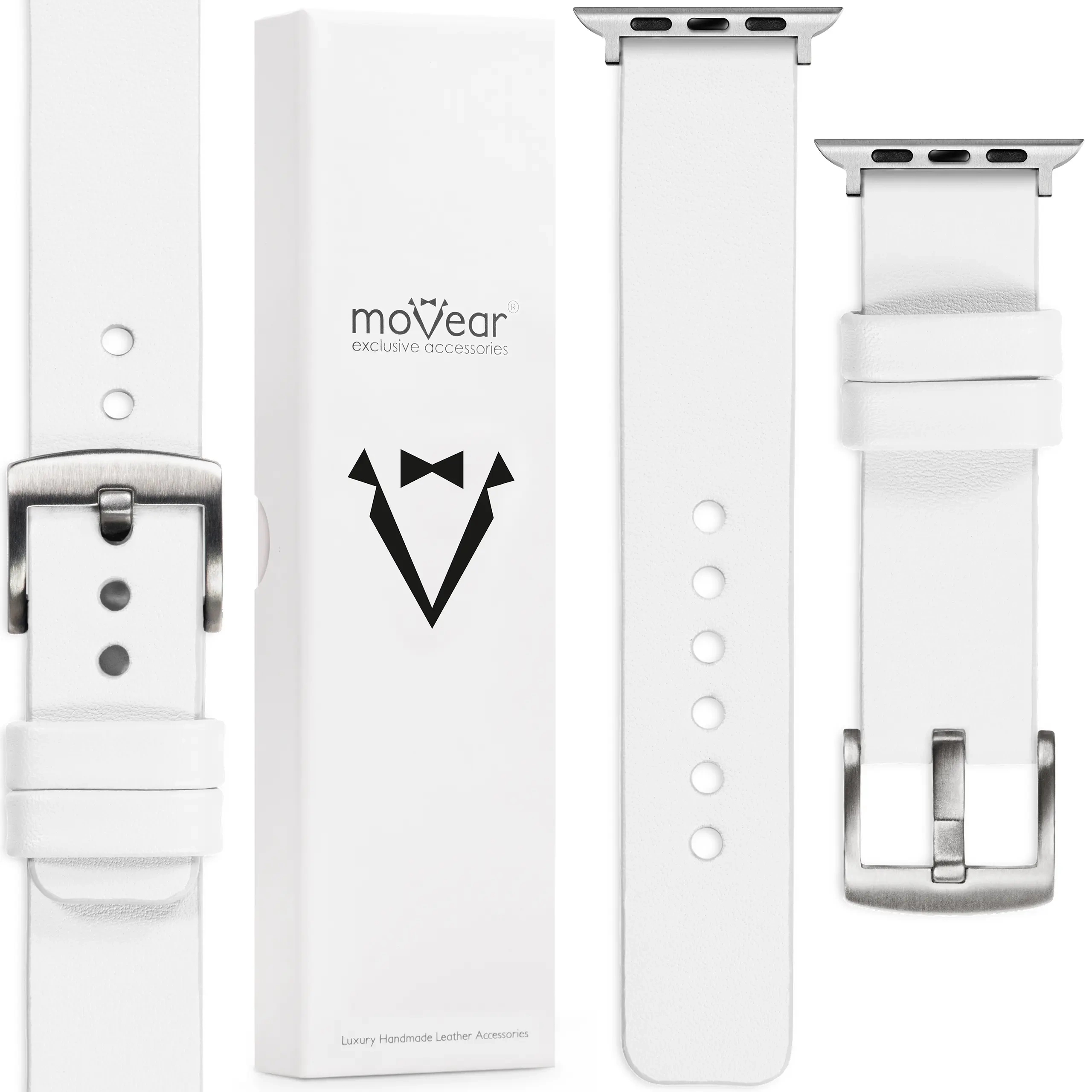 Pásek pro Apple Watch 49/46-44 Exkluzivní bílý Ručně vyrobený Movear