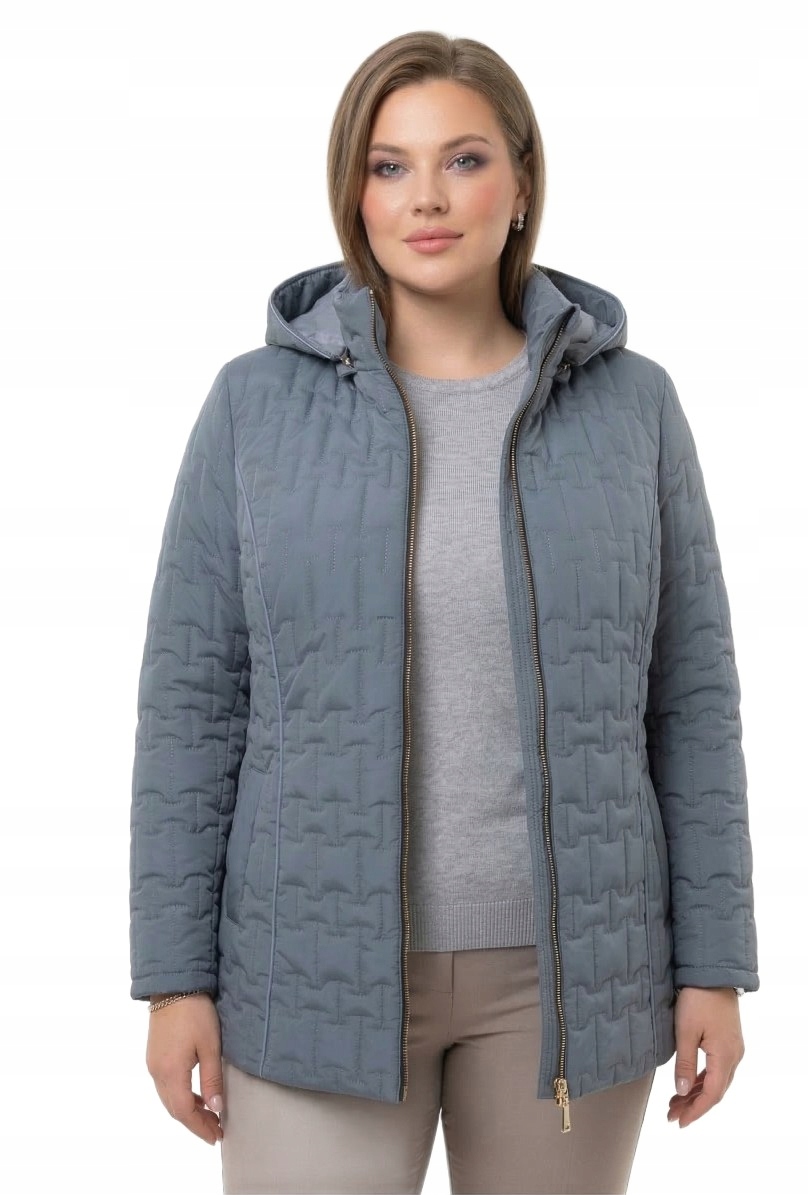 Dámská prošívaná jarní bunda Sisi Moda Kapuce Modrá Velikost 48