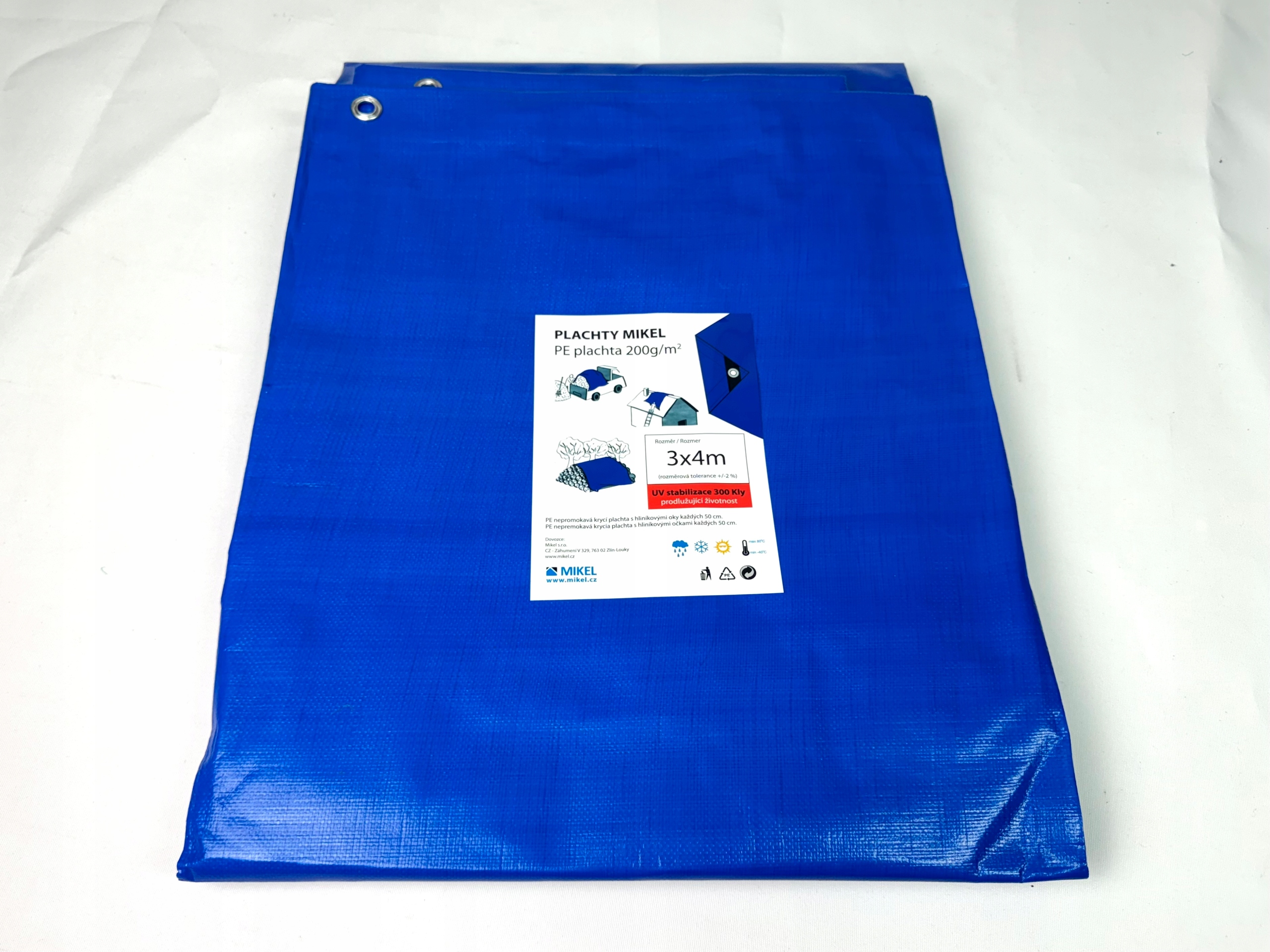 Krycí plachta s oky Pe 6x8m 200g/1m² modré