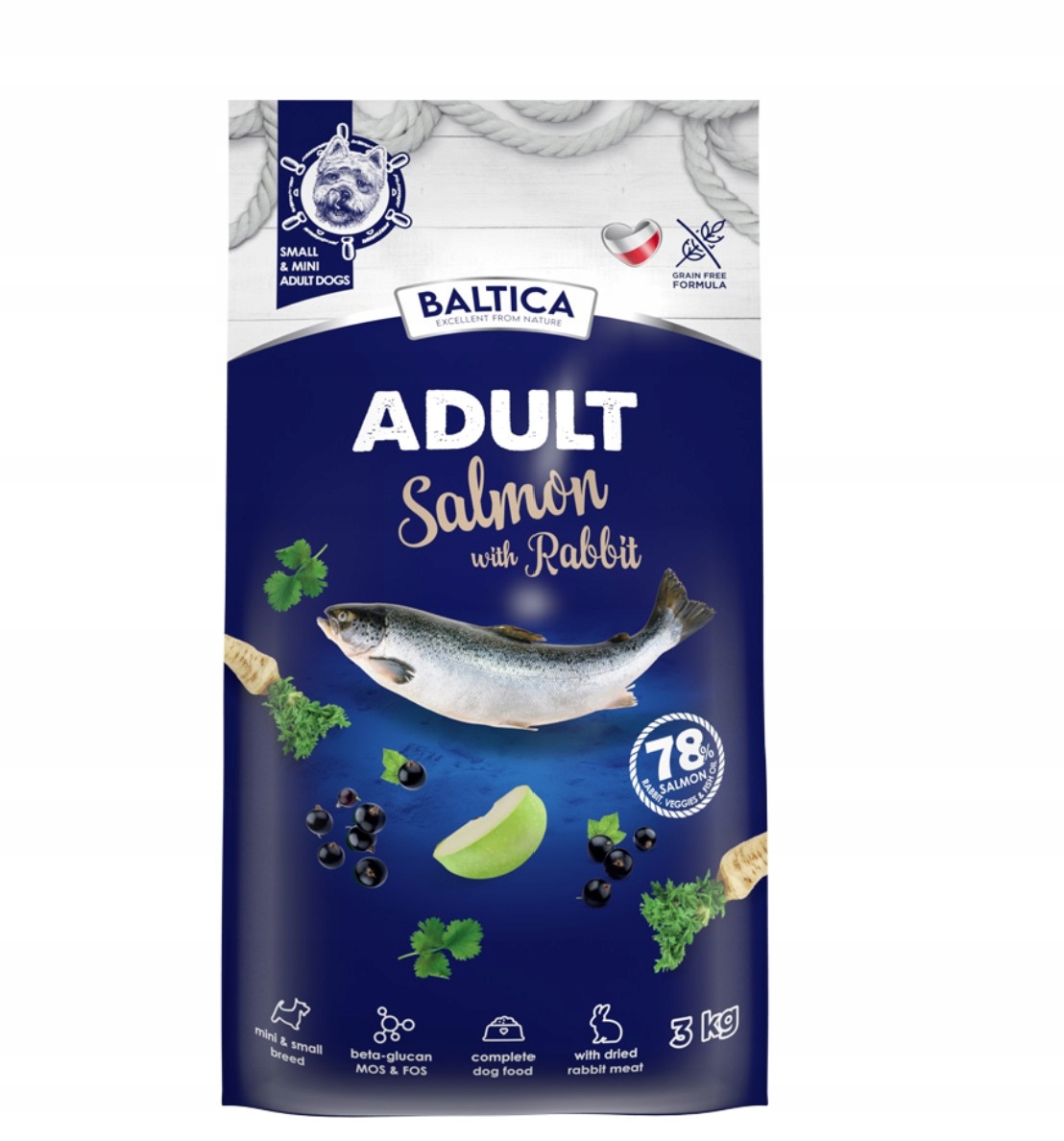 Baltica Adult Salmon With Rabbit Xs/s 3kg Łosoś I Królik Małe Rasy