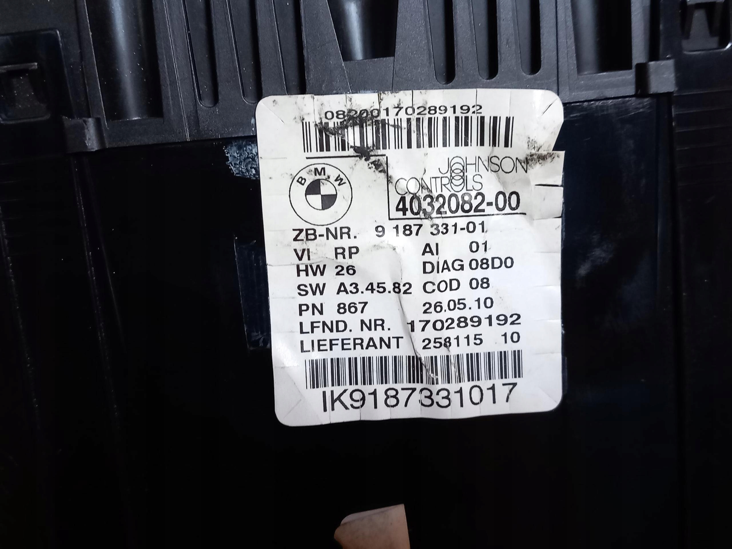 dials dials BMW SERIA 1 E81 E87 2.0D 9187331 05-11 UK