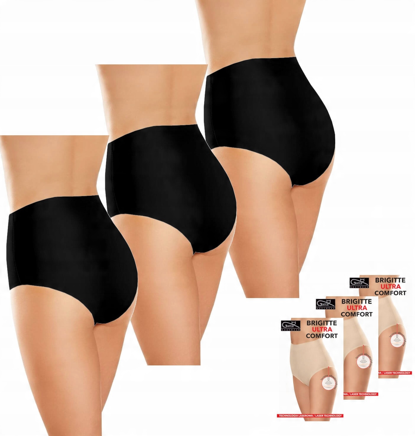 

Figi Brigitte Gatta Comfort | 3-pack | Czarny | L