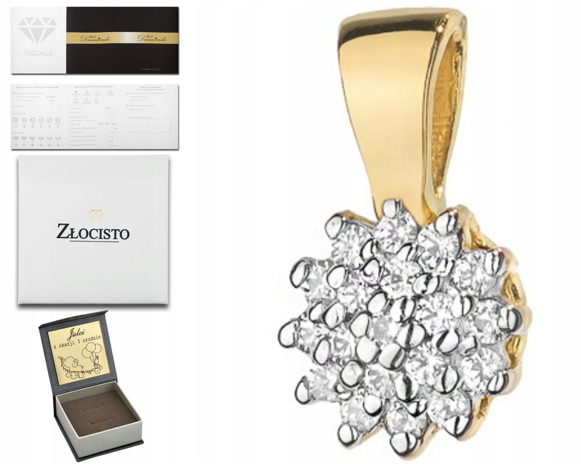 Zlatý Přívěsek Přívěsek S Briliantem A Diamantem 585